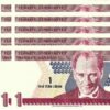 TURKEY 1 LIRA 2005 ALL UNC CONSECUTIVE 20 PCS LOT P.216