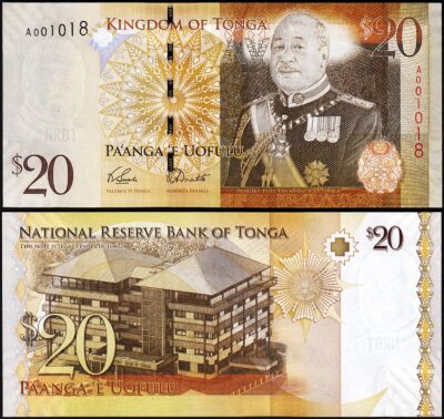 Tonga 20 Pa'anga 2008, UNC, P-41a, Prefix. A 001***