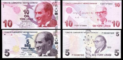 Turkey 2 Pcs UNC Set, 5 10 Lira 2022, Pick 222 and 223