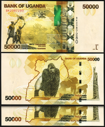 Uganda 50000 50,000 Shillings 2025, UNC, 2 Pcs PAIR, Consecutive, P-54 NEW DATE