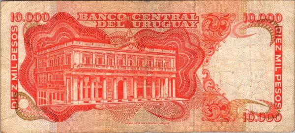 Uruguay 10000 10,000 Pesos 1974, VF, P-53b - Image 3