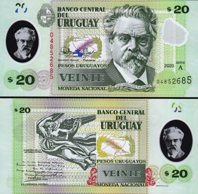 Uruguay 20 Pesos 2020, UNC, P-101, Polymer