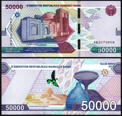 Uzbekistan 50000 50,000 Sum 2021, UNC, P-91