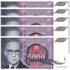 YUGOSLAVIA 5000 DINARA 1991, UNC- 5 PCS LOT, P-111