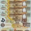 Zambia 500 Kwacha 2008, UNC, 5 Pcs LOT, REPLACEMENT, X3, P-43f, Polymer