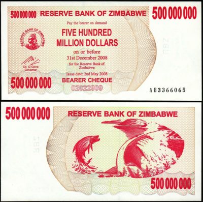 Zimbabwe 5 Billion 5,000,000​,000 Dollars Prefix AB UNC 2008 P-84 