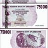 Zimbabwe 750000 Dollars 2007, UNC, 2 Pcs PAIR, Consecutive, P-52, Bearer Cheque