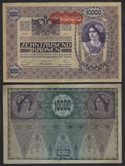 Austria 10000 Kronen 1918, aVF, P-65