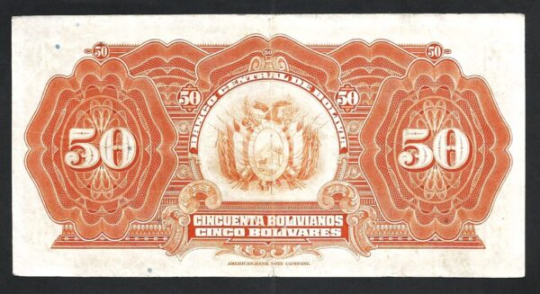 Bolivia 50 Bolivianos 1928, VF+, P-124 - Image 3