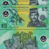 Brunei 5 Ringgit 2002, UNC, 2 Pcs PAIR, Consecutive, P-23, Polymer
