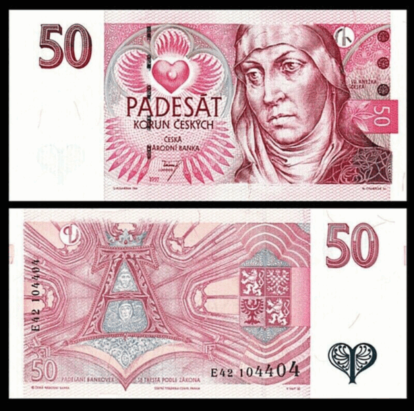 Czech Republic 50 Korun 1997, UNC, 5 Pcs LOT, Consecutive, P-17, Prefix D - Image 3