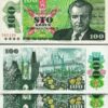 Czechoslovakia 100 Korun 1989, UNC, 2 Pcs PAIR, Consecutive, P-97, Prefix A27
