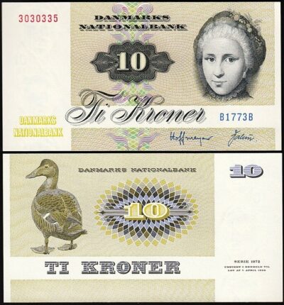 Denmark 10 Kroner 1977, XF, P-48g, Sign Hoffmeyer - Valeur,  Serie 1972
