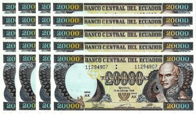 1999 P-127 128 129 130 Ecuador set 4 PCS UNC 5000 10000 20000 50000 Sucres
