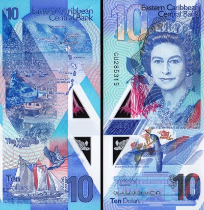 East Caribbean 10 Dollars 2019 - 2020, UNC, POLYMER