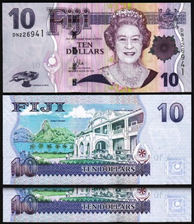 Fiji 10 Dollars 2007, UNC, 2 Pcs PAIR, Consecutive, P-111a, Queen Elizabeth II