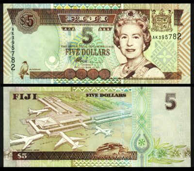 Fiji 5 Dollars 2002, UNC, P-105, Queen Elizabeth II