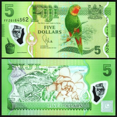 Fiji 5 Dollars 2013, UNC, POLYMER, P-115a