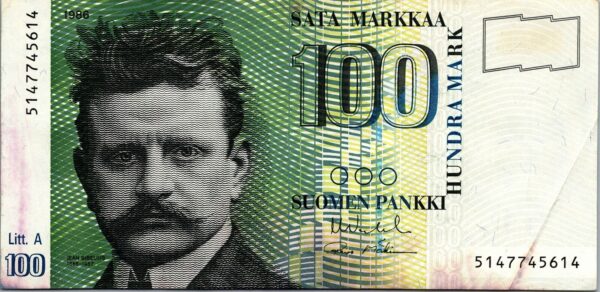 Finland 100 Markkaa 1986, VF, P-119, Litt. A, With some Pale