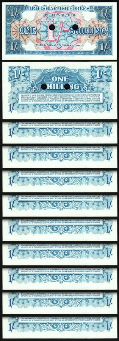 Great Britain England UK Armed Force 1 Shilling 1956,UNC,10 Pcs LOT,M26,Security