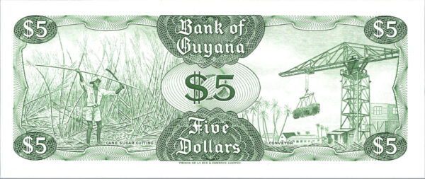 Guyana 5 Dollars, 1992, REPEATER SERIAL 489489, aUnc/Unc, P.22f ,S 9 - Image 3