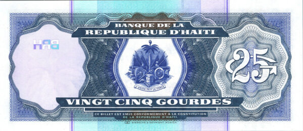 Haiti 25 Gourdes 2000, REPEATER 689 689, UNC, P-266a, Prefix AR - Image 3