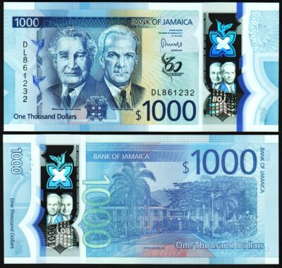 Jamaica 1000 Dollars 2022 2023, UNC, Polymer, P-99, New Design
