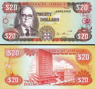 Jamaica 20 Dollars 1995, UNC, P-72e