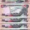 Jamaica 50 Dollars 2002, aAU, 4 Pcs LOT, P-79c