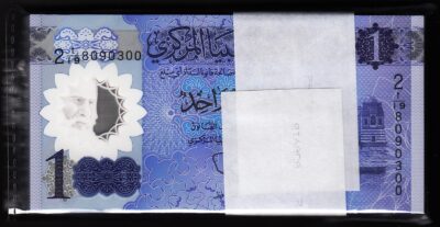 Libya 1 Dinar 2019, UNC, BUNDLE, Pack 100 PCS, P-85, Polymer, Comm. Central Bank