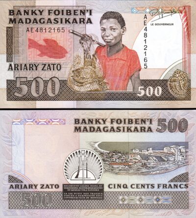 Madagascar 500 Francs - Ariary, 1988 1993, aUNC/UNC, P-71b