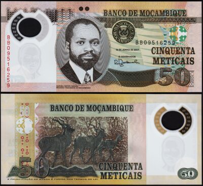 Mozambique 50 Meticais 2017, UNC, Polymer, P-150, Prefix BB