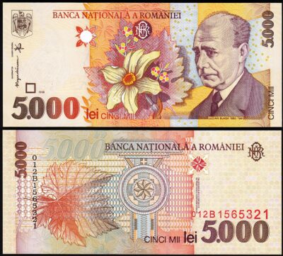 Romania 5000 Lei 1998, UNC, P-107