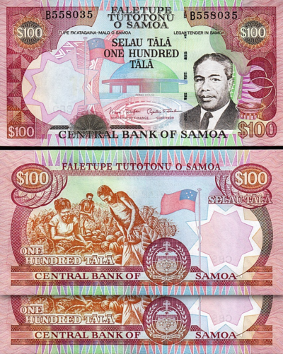 Samoa Western 100 Tala 2005 2006, UNC, 2 Pcs PAIR, Consecutive, P-37, Prefix B
