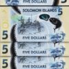 Solomon Islands 5 Dollars 2019 (2023), UNC,5 Pcs LOT,POLYMER,P-38 A/6 New Prefix