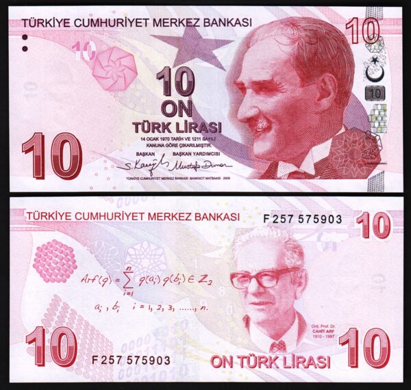 Turkey 10 Lira 2009 - 2022, UNC,  BUNDLE, Pack 100 PCS, Prfx F, P-223f, New Sign - Image 4