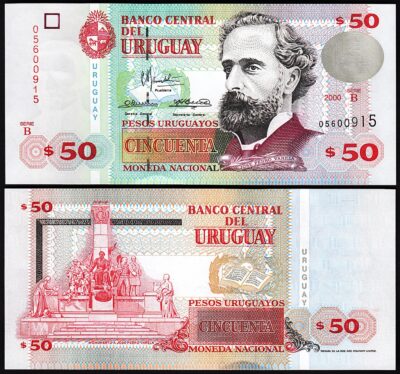 Uruguay 50 Pesos 2000, UNC, P-75b, Serie B