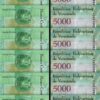 Venezuela 5000 Bolivares 2016, UNC, 10 Pcs LOT, Consecutive, P-97a, Prefix A