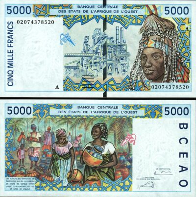 West African States, IVORY COAST, 5000 Francs 2002, UNC, P-113AL