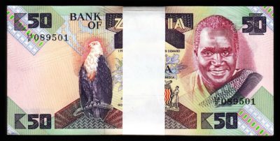 ND 1986-1988 UNC P-24c Lot 10 PCS banknotes Zambia 2 Kwacha 