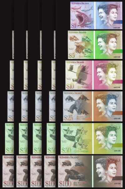 Aldabra Island 5 (x) 6 Pcs Set, 1 5 10 25 50 100 $ 2025 UNC, MATCHING,New Design