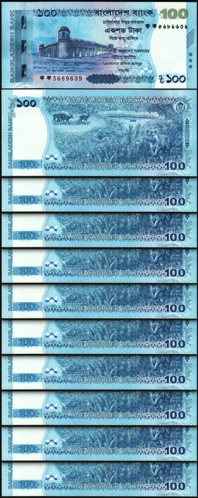 Bangladesh 100 Taka 2025, UNC, 10 Pcs LOT, P-79 New Design