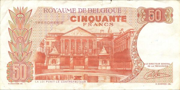 Belgium 50 Francs 1966, Fine Condition, P-139 - Image 3