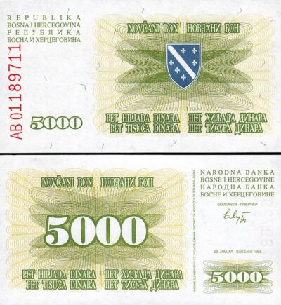 Bosnia 5000 Dinara 1993, UNC, P-16a