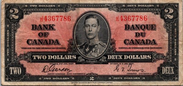 Canada 2 Dollar 1937, VF, P-59b