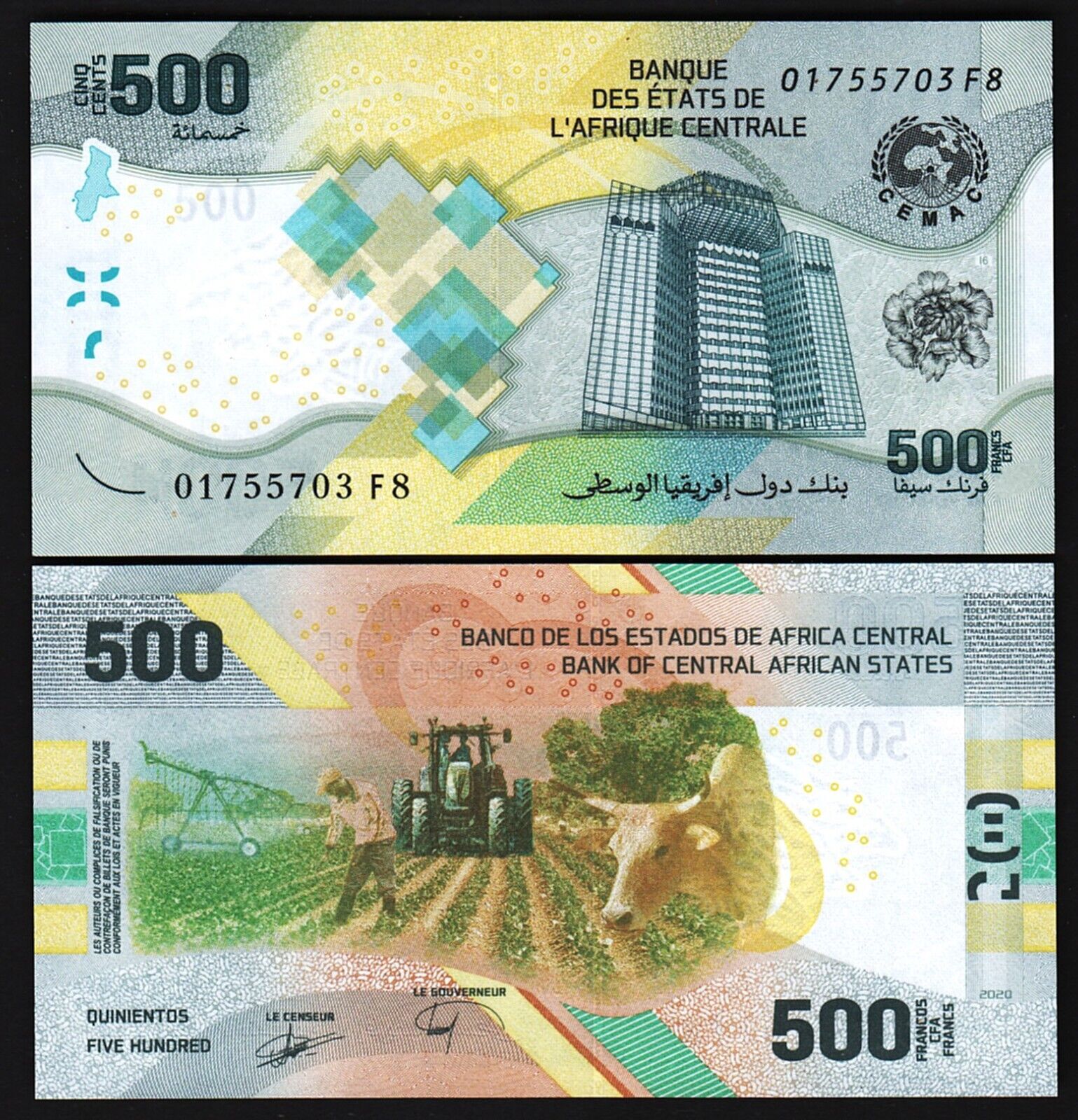 Central African States 1000 Francs Banknote (2020 & 2022) - UNC, Hybrid Polymer, P-701, Uncirculated Condition