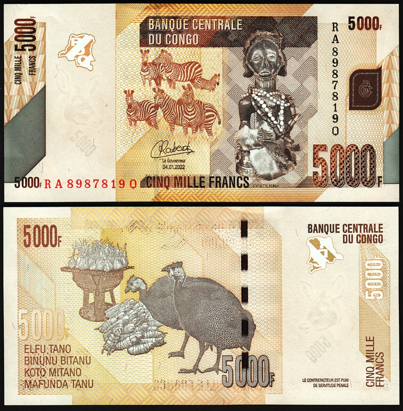 Congo Democratic Rep. 5000 Francs 2022, UNC, 10 Pcs LOT, P-102d - Image 4