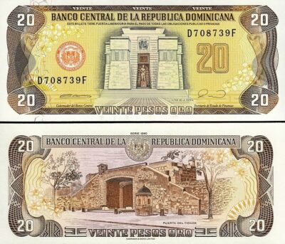 Dominican Republic 20 Pesos Oro, 1990, UNC, P-133