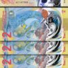 East Caribbean 2 Dollars 2023 2024, UNC 5 Pcs Consecutive LOT, P-61 POLYMER