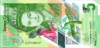 East Caribbean 5 Dollars 2021, RADAR 716617 UNC, P-55Aa, POLYMER